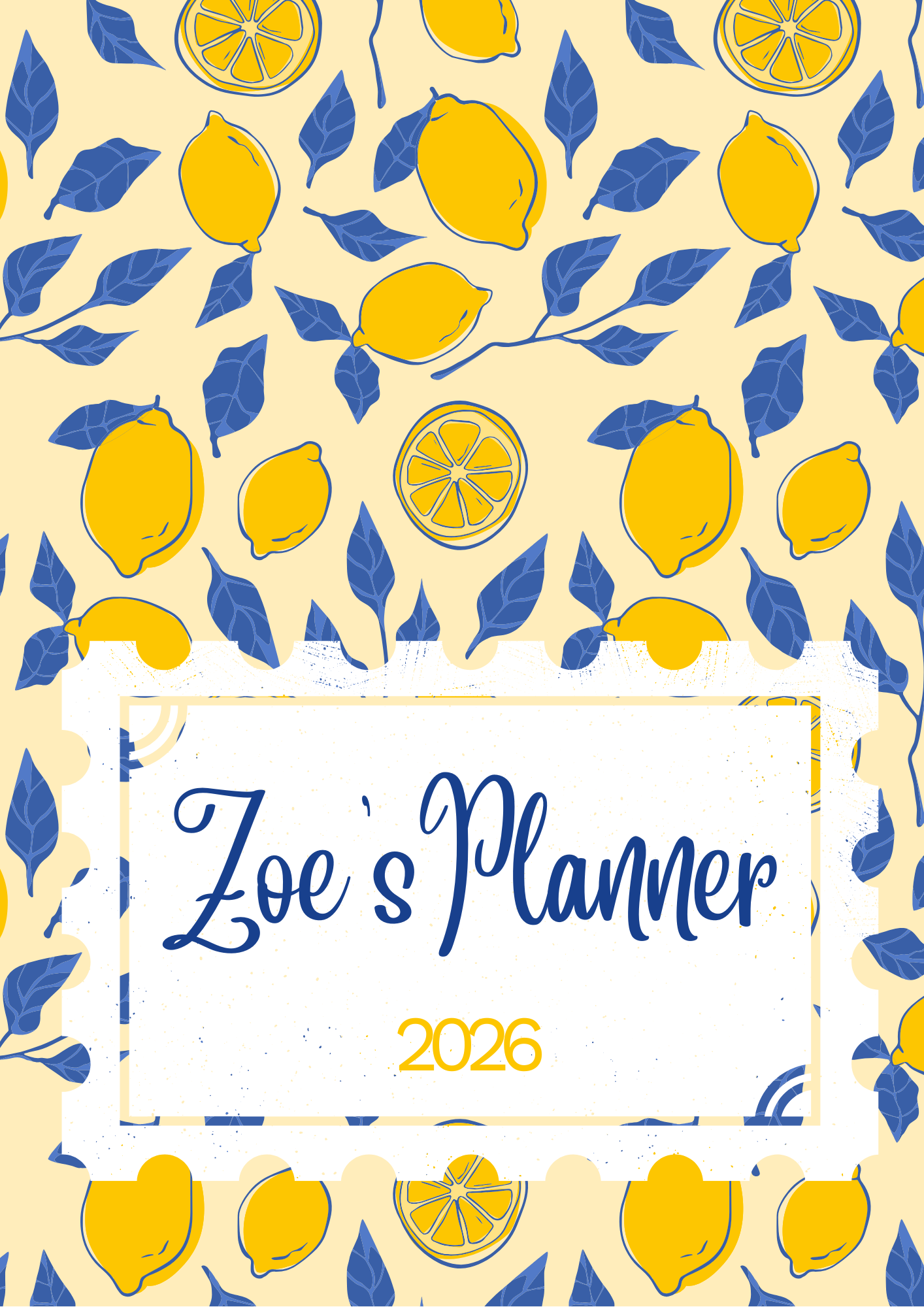 Blue and Yellow Lemon Teacher Planner