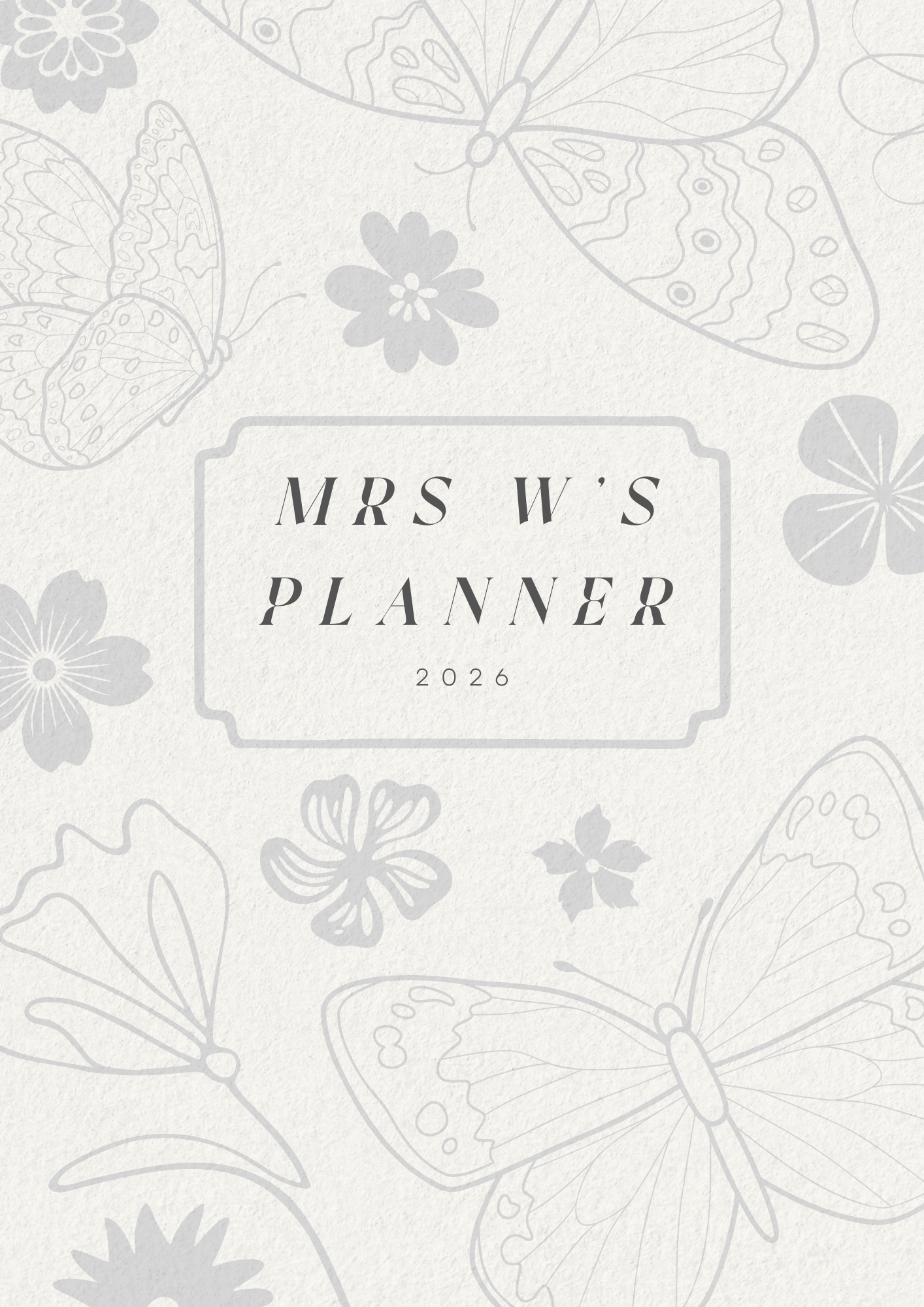 Grey Butterfly Teacher Planner