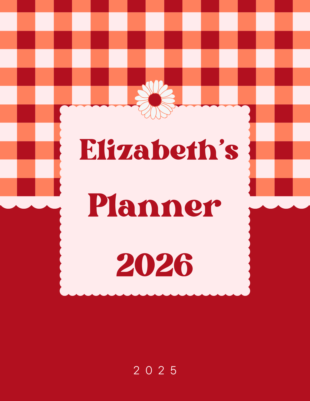 Red and White Checkered Teacher Planner